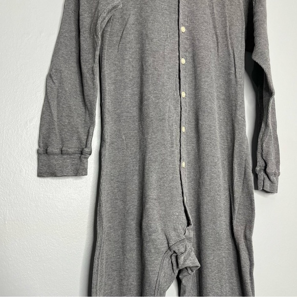 GAP Charcoal Thermal Waffle Knit Long Underwear Button Front Union Suit BB - Picture 4 of 6
